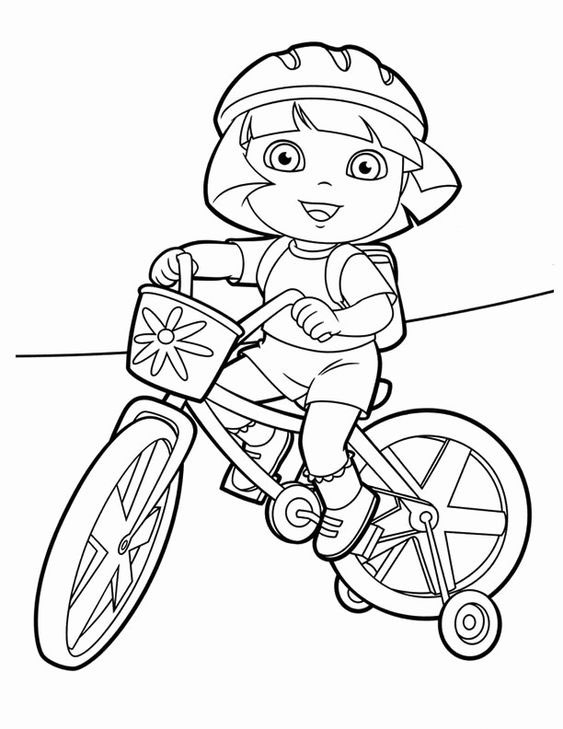 hình ảnh tô màu bé đi xe đạp