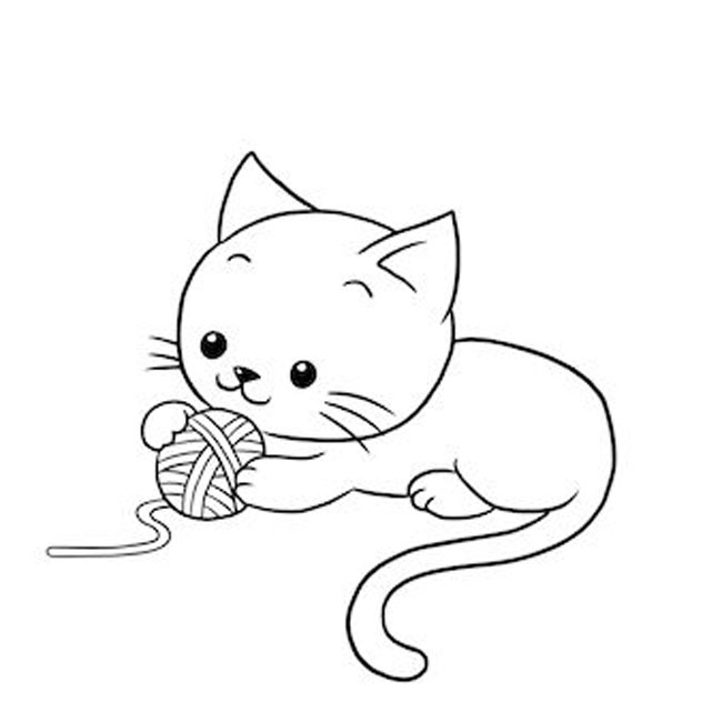 tô màu con mèo với cuộn len