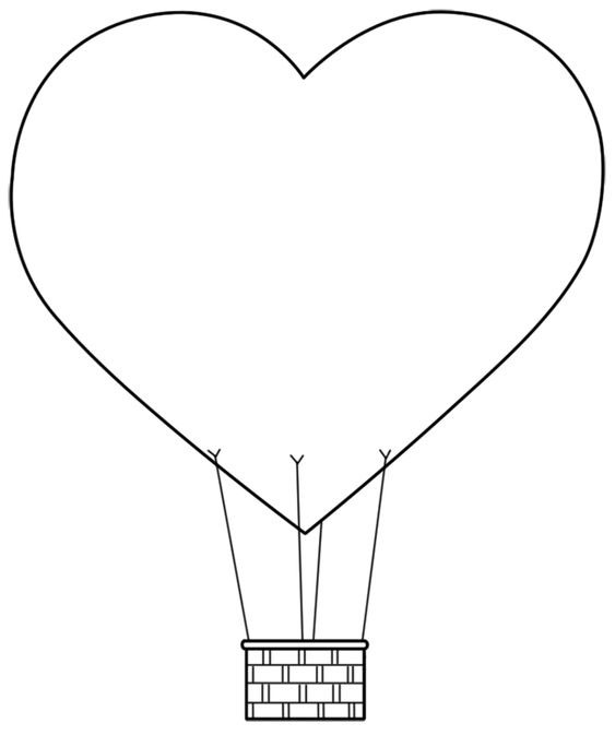 tranh tô màu khinh khí cầu hình trái tim