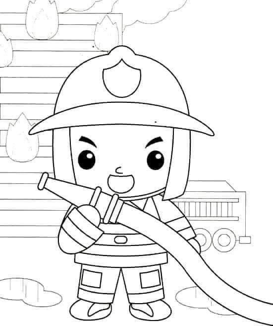 tranh tô màu lính cứu hỏa cho bé