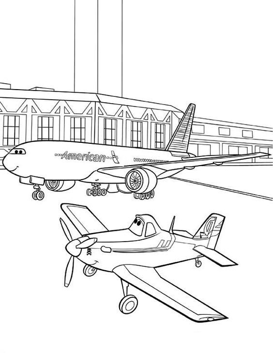 vẽ tranh tô màu máy bay