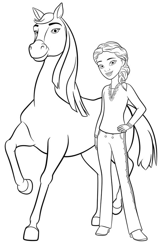bé tô màu con ngựa và cô gái