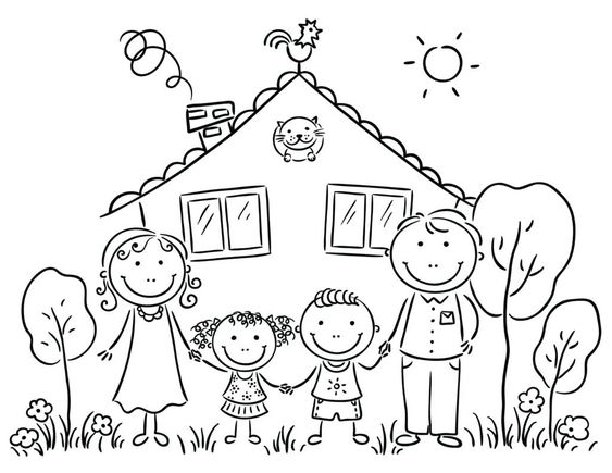 hình hình họa mái ấm gia đình ko tô màu