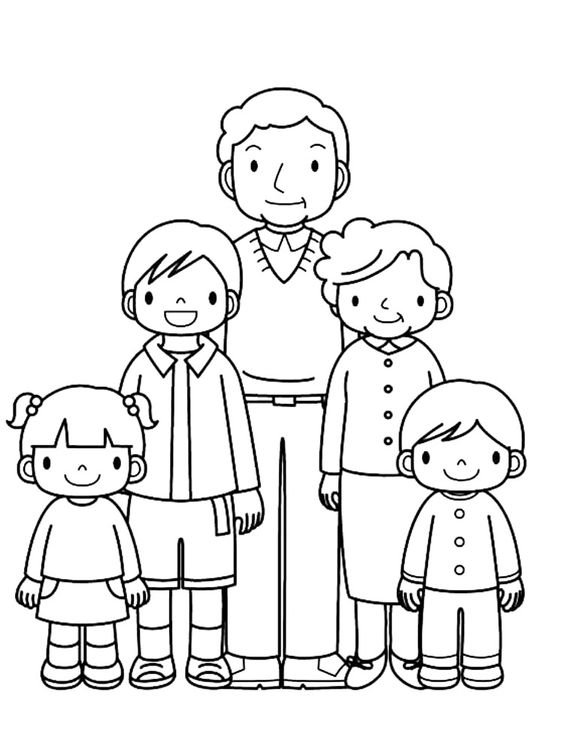 hình ảnh vẽ gia đình cho bé tô màu