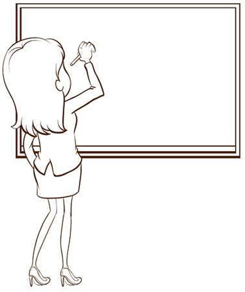 tranh tô màu cô giáo viết bảng