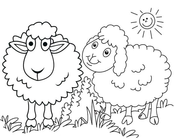 tranh tô màu hai con cừu dễ thương
