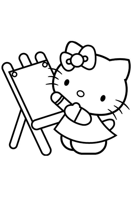 tranh tô màu hello kitty học tập vẽ