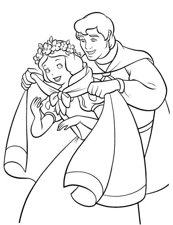 tranh tô màu công chúa bạch tuyết cùng hoàng tử