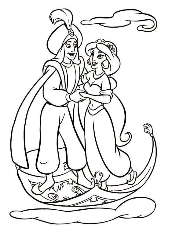 aladdin và công chúa jasmine tô màu