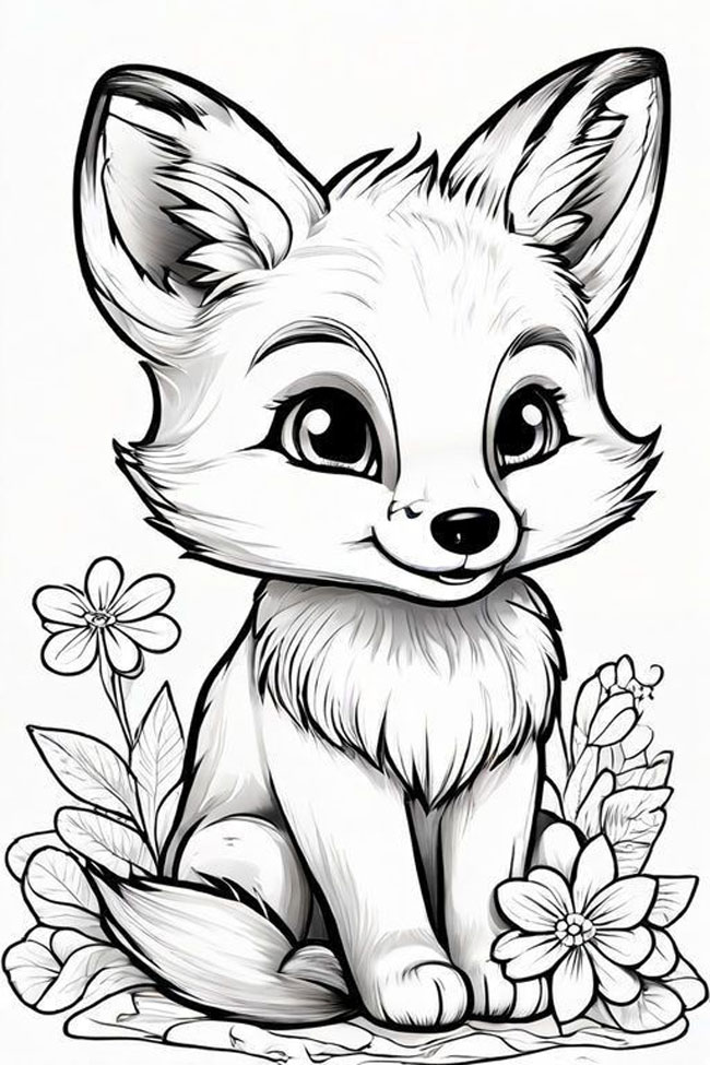 Hình con cáo tô màu cho trẻ