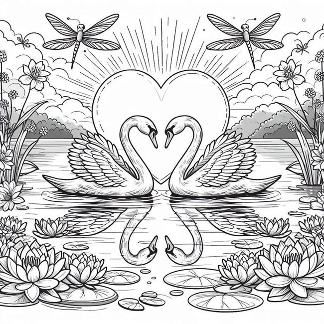 Hình con thiên nga đẹp cho bé tô màu