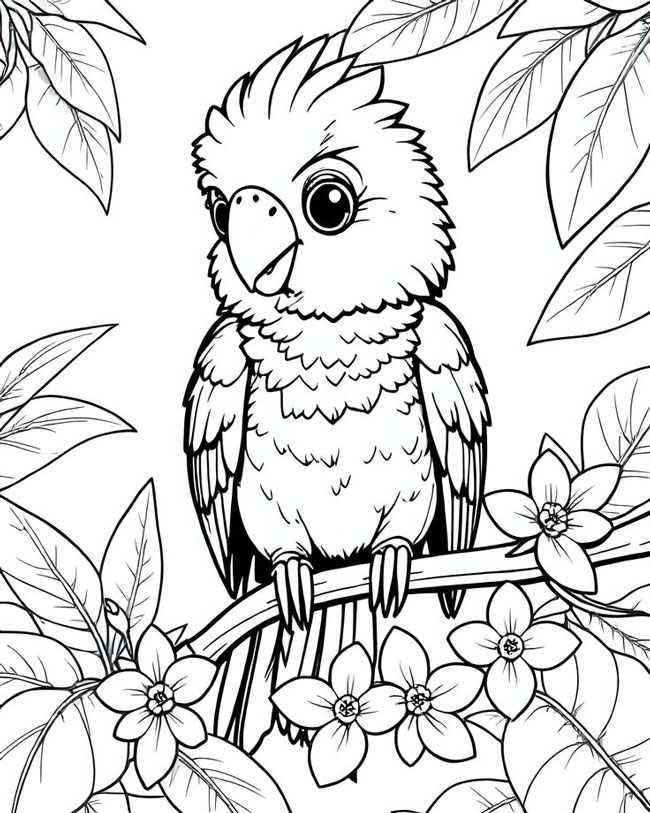 Hình con vẹt tô màu cho bé