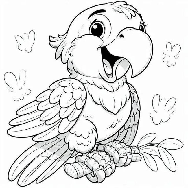 Hình con vẹt tô màu đẹp