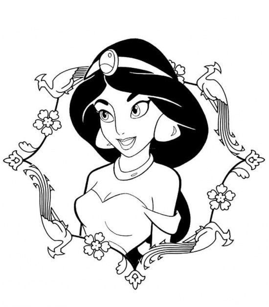 hình vẽ chân dung công chúa jasmine tô màu