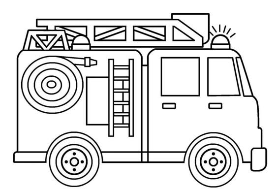 hình vẽ tô màu xe cứu hỏa cho bé