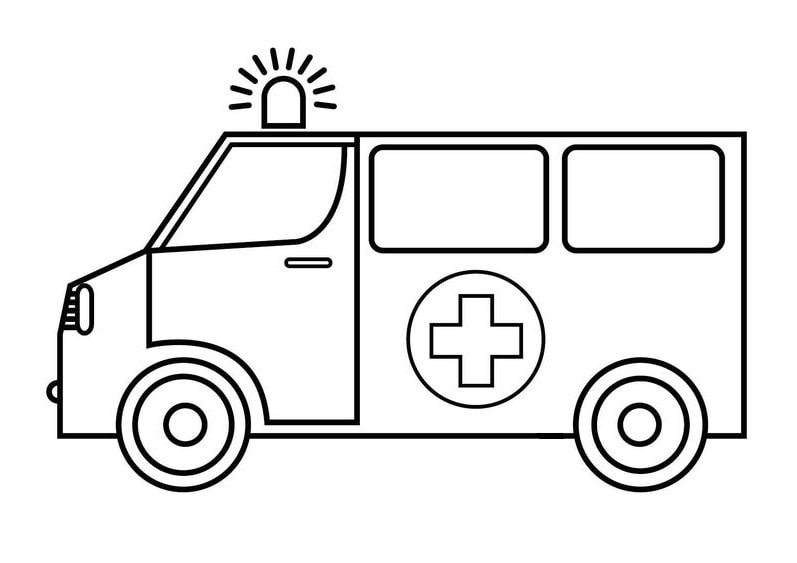 mẫu tranh tô màu xe cứu thương cho bé
