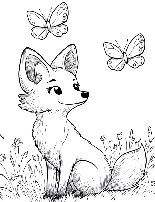 Tranh con cáo tô màu