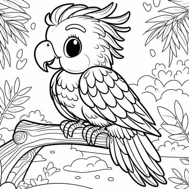 Tranh con vẹt tô màu cho bé