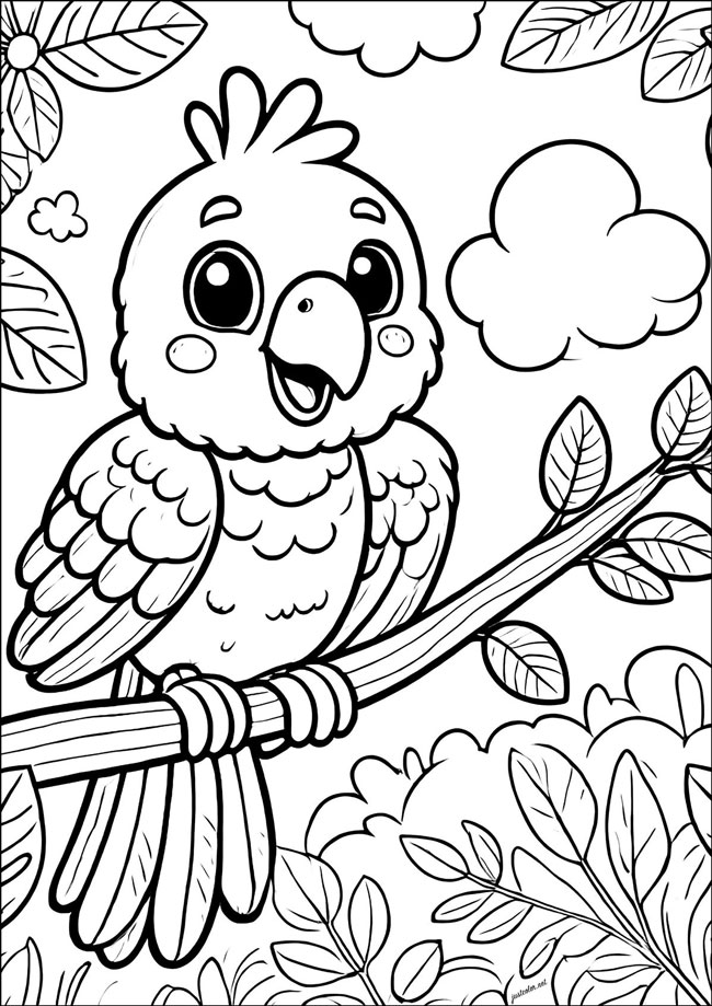 Tranh con vẹt tô màu đẹp