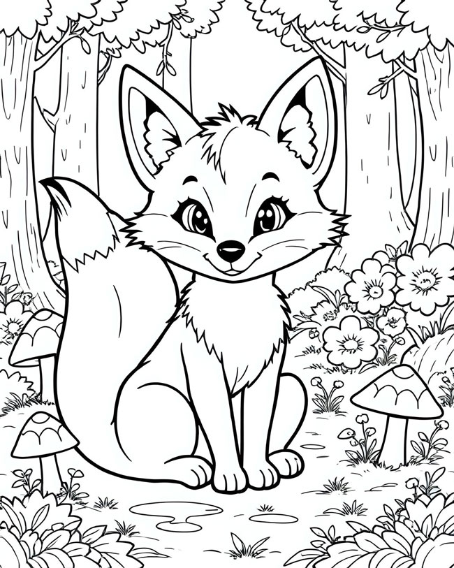 Tranh tô màu con cáo đẹp cho bé