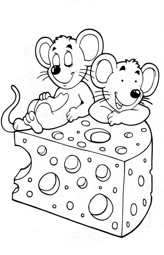 tranh tô màu sắc con cái loài chuột đơn giản