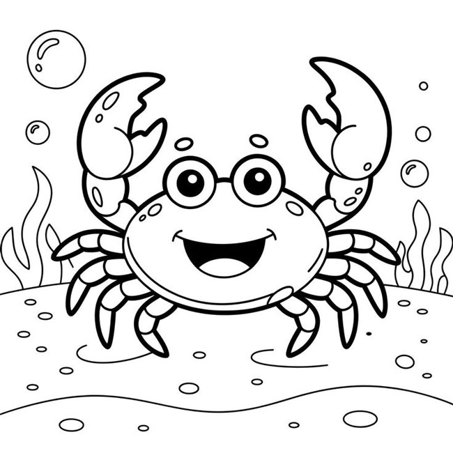 Tranh tô màu con cua đang cười