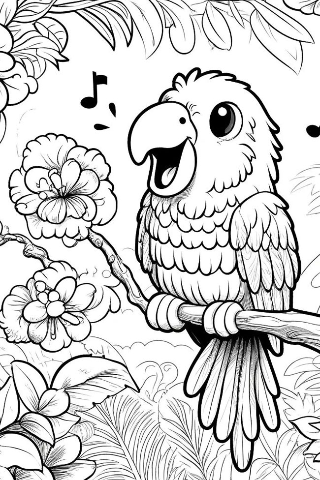 Tranh tô màu đẹp hình con vẹt