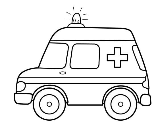 tranh tô màu xe cứu thương đơn giản