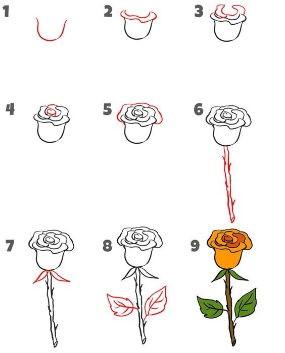 cách vẽ cành hoa hồng đẹp nhất nhất