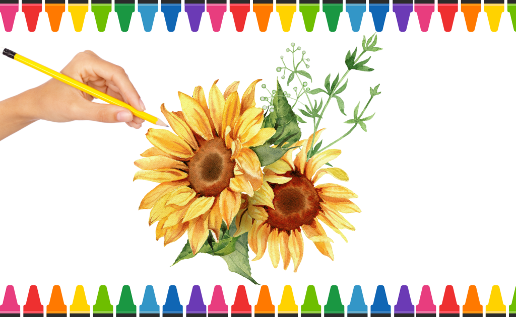 cách vẽ bông hoa hướng dương