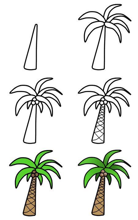 cách vẽ cây dừa dễ nhất