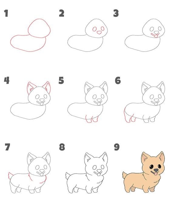 cách vẽ chó con