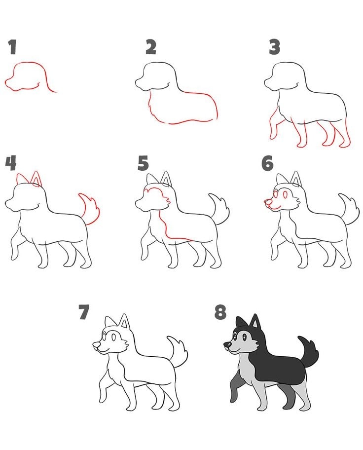 cách vẽ con chó cute