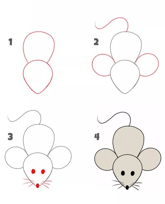 cách vẽ con chuột dễ nhất cho bé