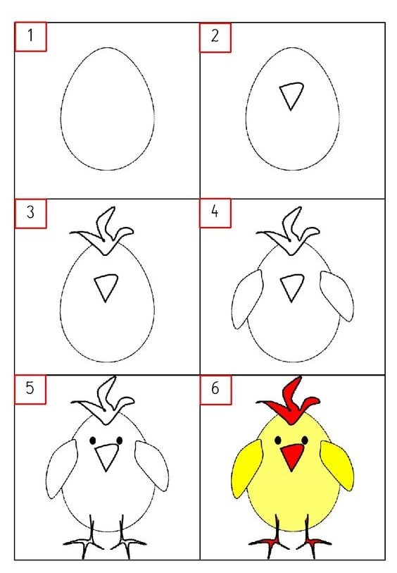 cách vẽ con gà đơn giản đẹp nhất