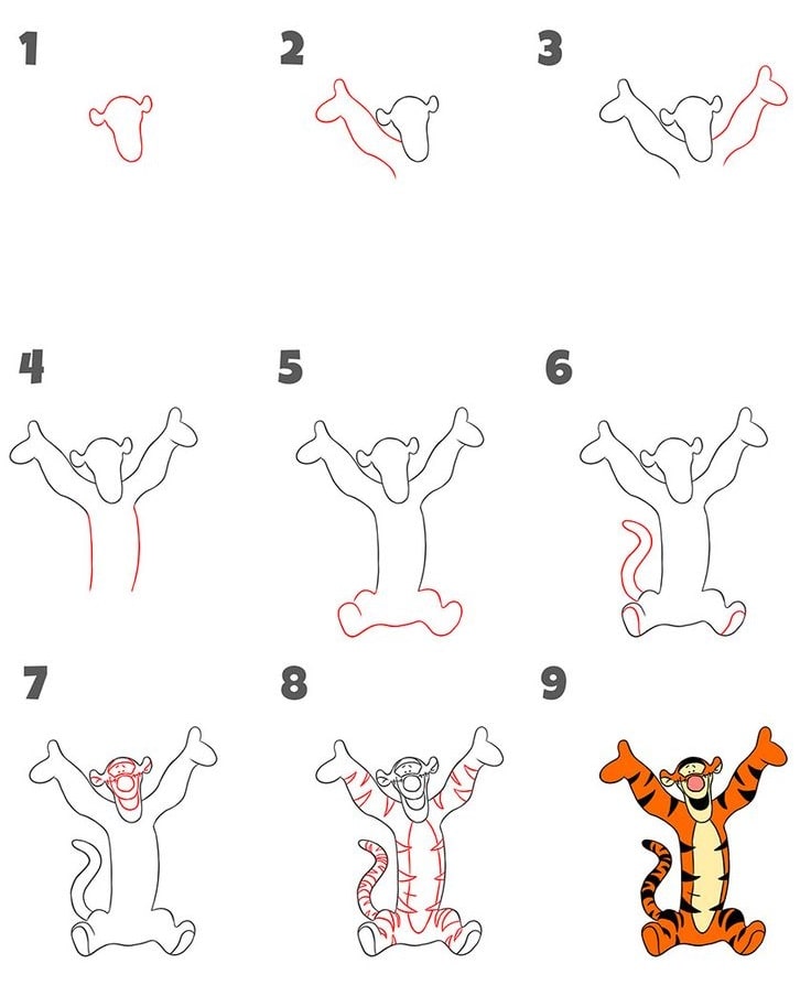 cách vẽ con hổ hoạt hình