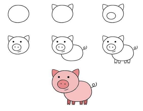 cách vẽ con lợn dễ thương