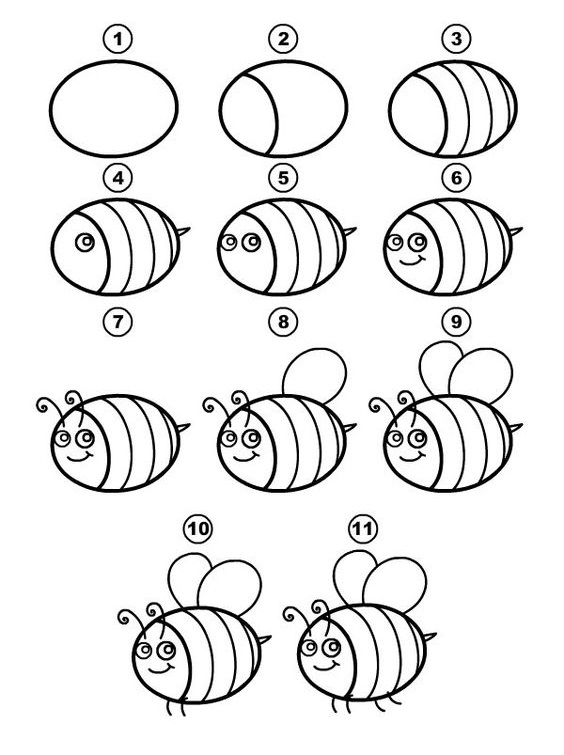cách vẽ con ong bằng bút chì
