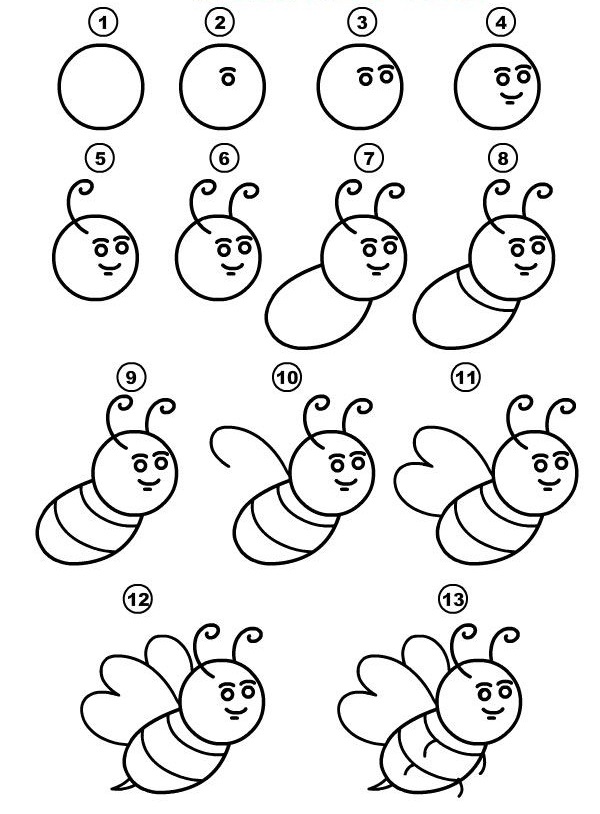 cách vẽ con ong đáng yêu