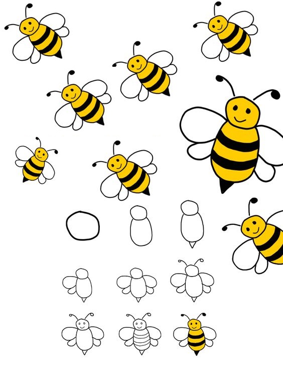 cách vẽ con ong ngộ nghĩnh