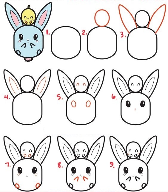 cách vẽ con thỏ cho bé