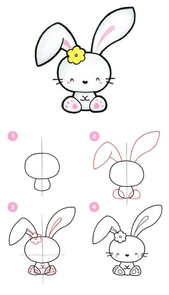 cách vẽ con thỏ dễ thương