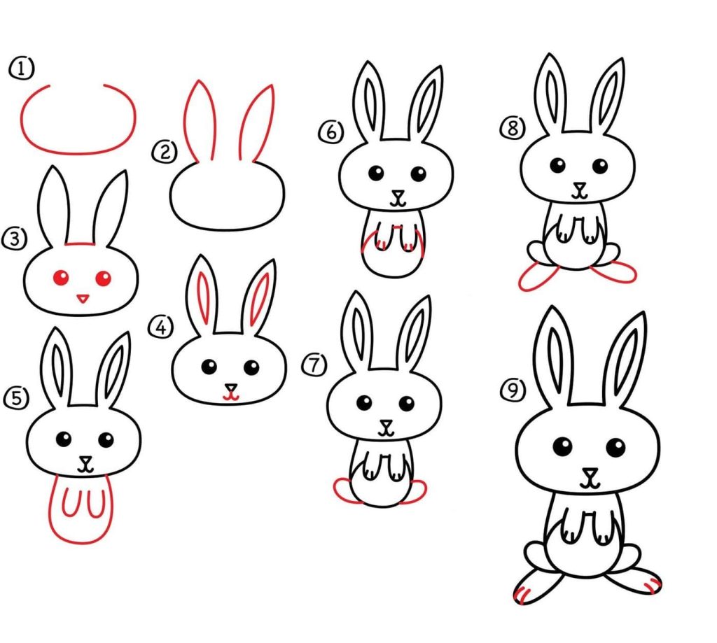 cách vẽ con cái thỏ đơn giản
