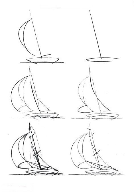 cách vẽ con thuyền trên biển