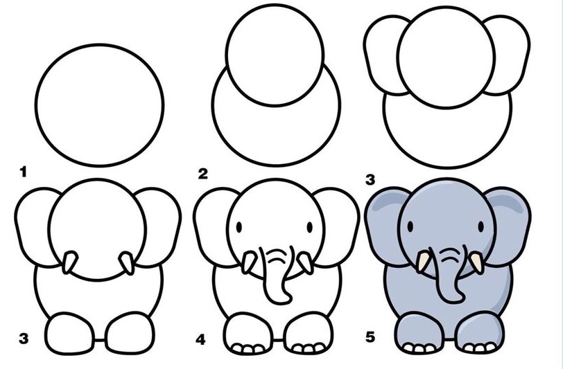 cách vẽ con voi đẹp nhất