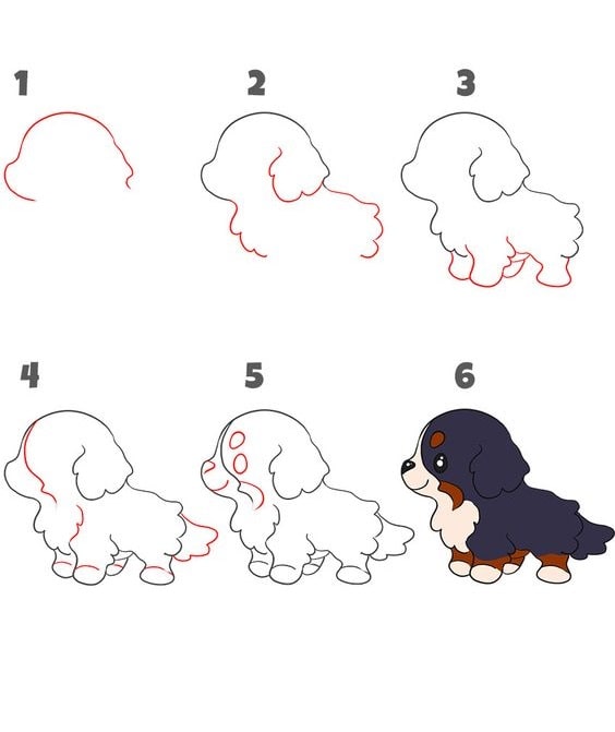 cách vẽ con chó đang đứng