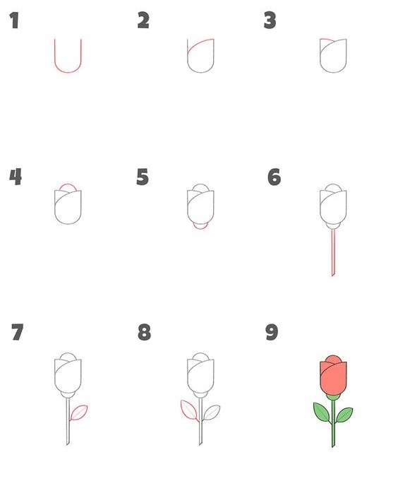 cách vẽ hoa hồng đẹp cho bé