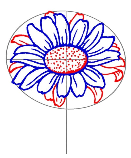 cách vẽ hoa hướng dương bước 4