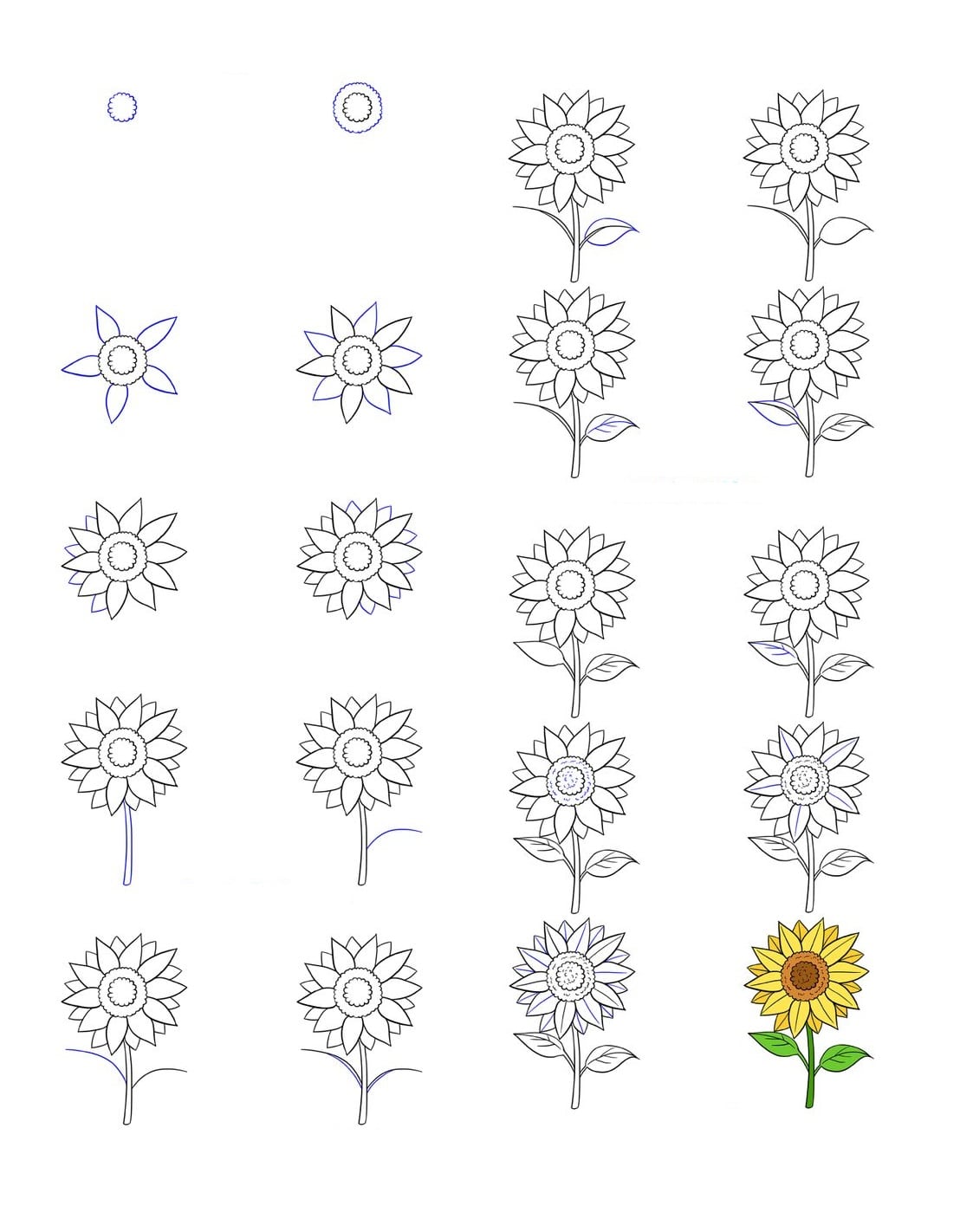cách vẽ hoa hướng dương đơn giản cho trẻ mầm non