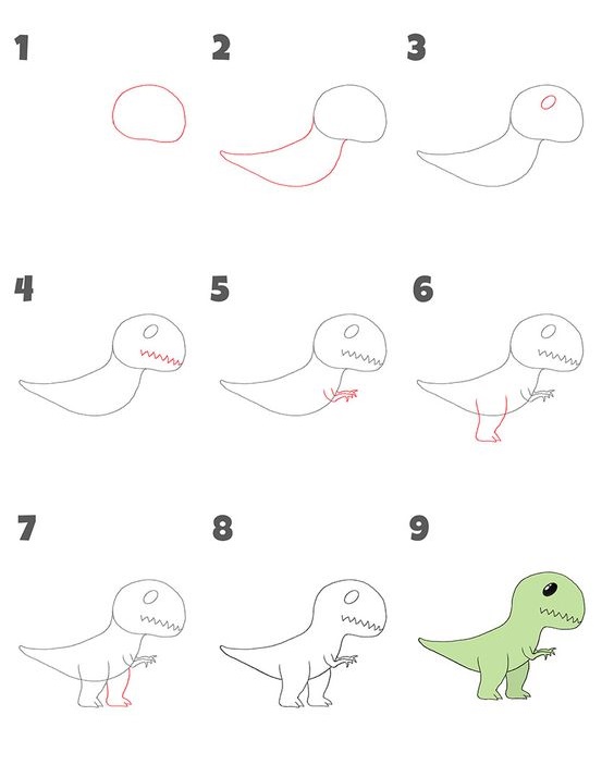 cách vẽ khủng long cho người mới bắt đầu